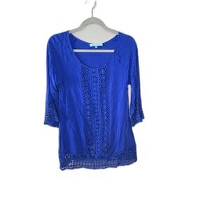 Solitaire Swim Women's Blue Crochet Swim Coverup Size Medium